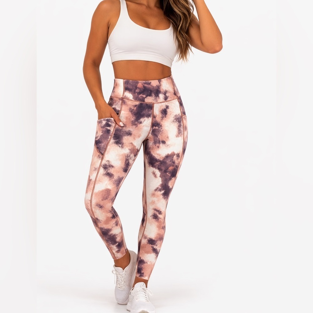 Apana XL Tie Dye High Rise Leggings With Pockets Athletic Yoga Activewear